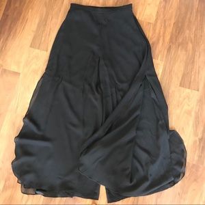 High-waisted side slit stretch-silk evening pants